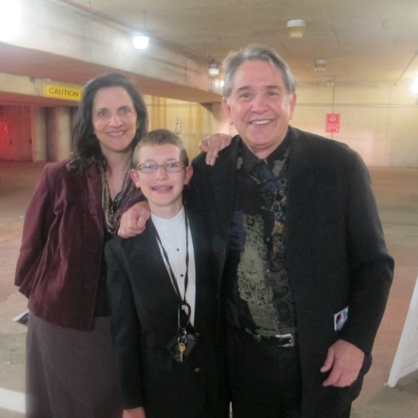 [right to left] : tenor and opera composer, Stephen Colantti; lead boy soprano, Cleveland Orchestra chorus, Nathan Niedzwiecki; blog author, littlebarefeetblog.com Post-CSO concert, Mahler 3 - Friday, October 2, 2015
